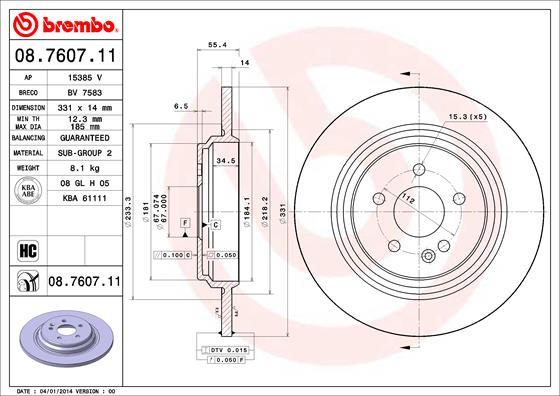 Brembo 08.7607.11 - Brake Disc autospares.lv