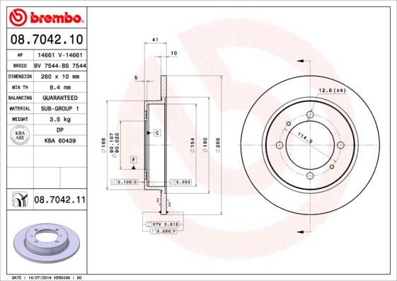 Brembo 08.7042.11 - Brake Disc autospares.lv