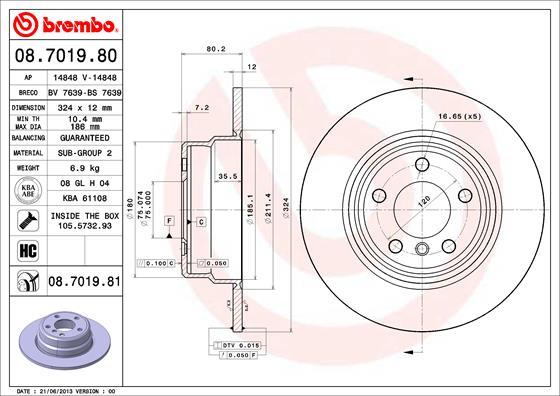 Brembo 08.7019.80 - Brake Disc autospares.lv