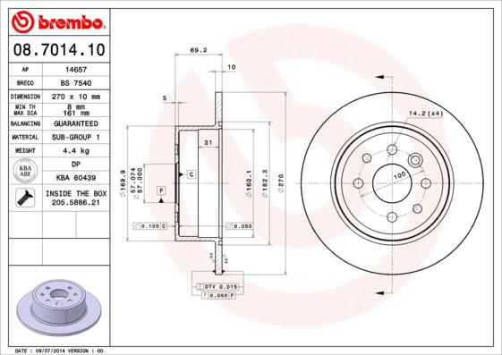 Brembo 08.7014.10 - Brake Disc autospares.lv