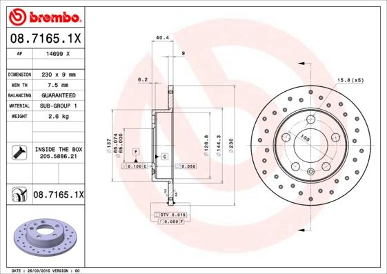 Brembo 08.7165.1X - Brake Disc autospares.lv