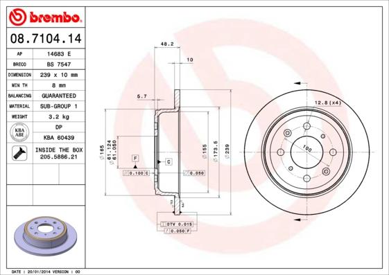 Brembo 08.7104.11 - Brake Disc autospares.lv