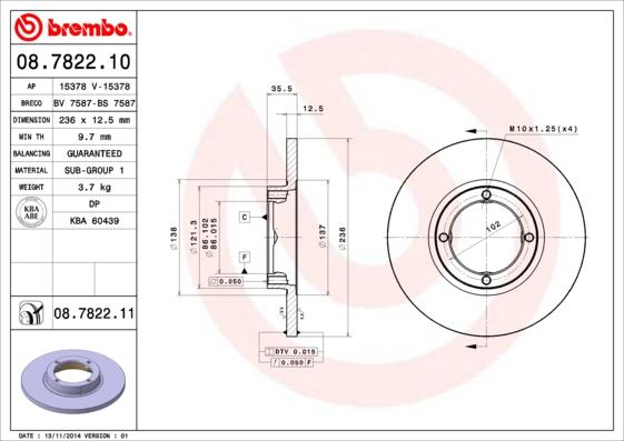 Brembo 08.7822.10 - Brake Disc autospares.lv