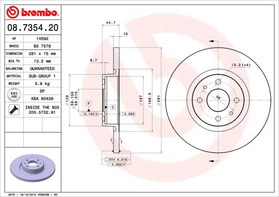 Brembo 08.7354.20 - Brake Disc autospares.lv