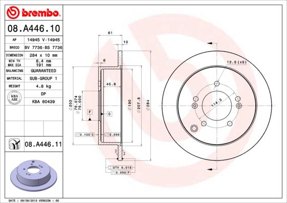 Brembo 08.A446.10 - Brake Disc autospares.lv