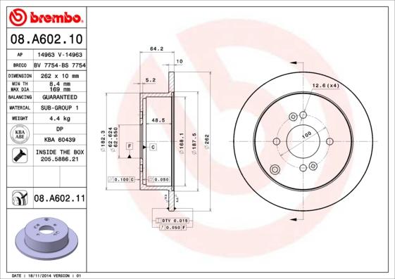 Brembo 08.A602.10 - Brake Disc autospares.lv