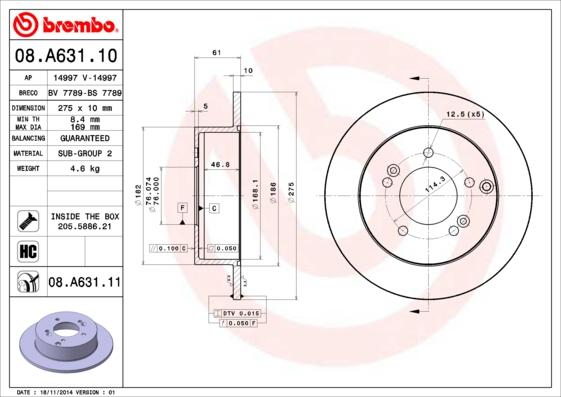 Brembo 08.A631.11 - Brake Disc autospares.lv