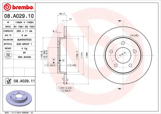 Brembo 08.A029.10 - Brake Disc autospares.lv