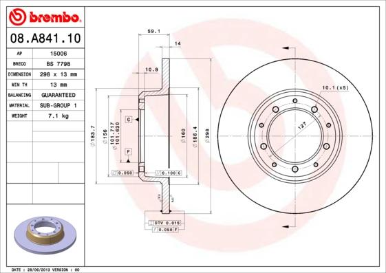 Brembo 08.A841.10 - Brake Disc autospares.lv