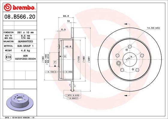 Brembo 08.B566.21 - Brake Disc autospares.lv