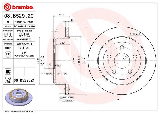 Brembo 08.B529.21 - Brake Disc autospares.lv