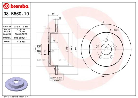 Brembo 08.B660.10 - Brake Disc autospares.lv