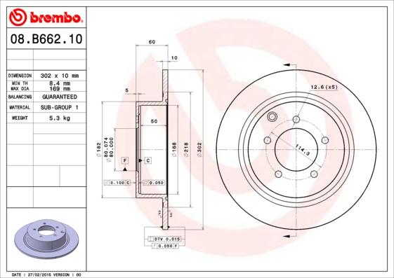 Brembo 08.B662.11 - Brake Disc autospares.lv