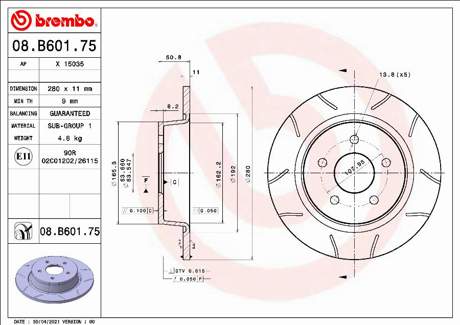 Brembo 08.B601.75 - Brake Disc autospares.lv