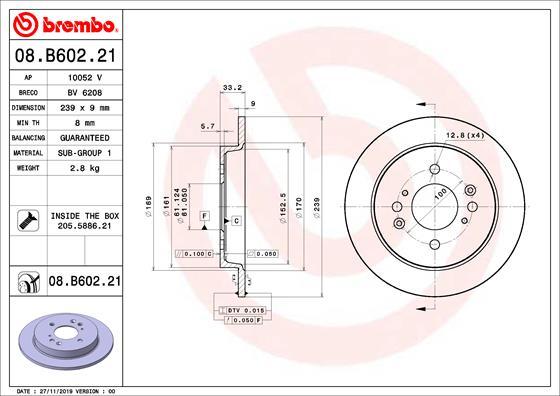 Brembo 08.B602.21 - Brake Disc autospares.lv