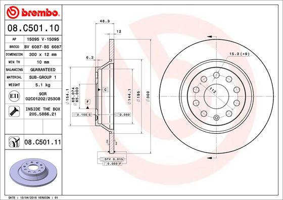 Brembo 08.C501.11 - Brake Disc autospares.lv