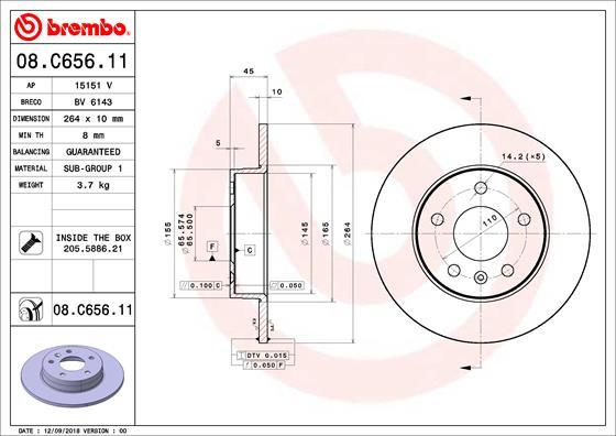 Brembo 08.C656.11 - Brake Disc autospares.lv