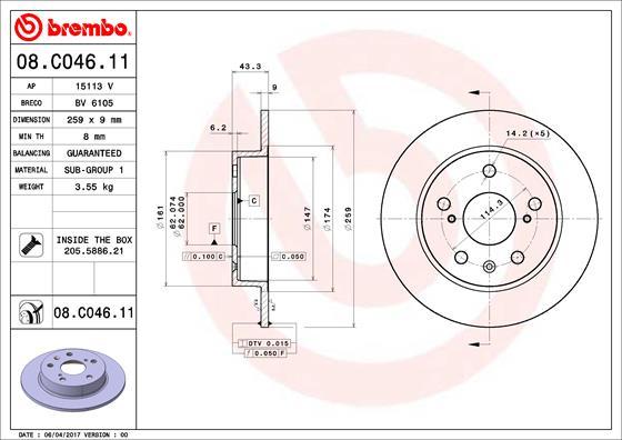 Brembo 08.C046.11 - Brake Disc autospares.lv