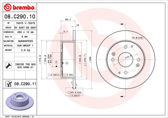 Brembo 08.C290.11 - Brake Disc autospares.lv