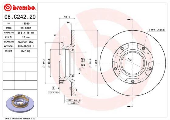 Brembo 08.C242.20 - Brake Disc autospares.lv