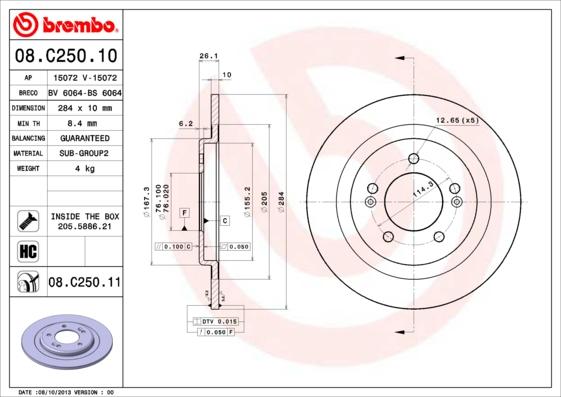 Brembo 08.C250.11 - Brake Disc autospares.lv