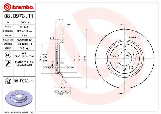 Brembo 08.D973.11 - Brake Disc autospares.lv