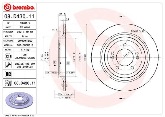 Brembo 08.D430.11 - Brake Disc autospares.lv