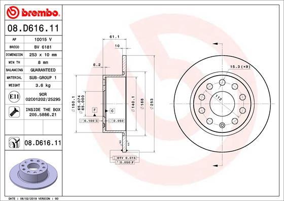 Brembo 08.D616.11 - Brake Disc autospares.lv