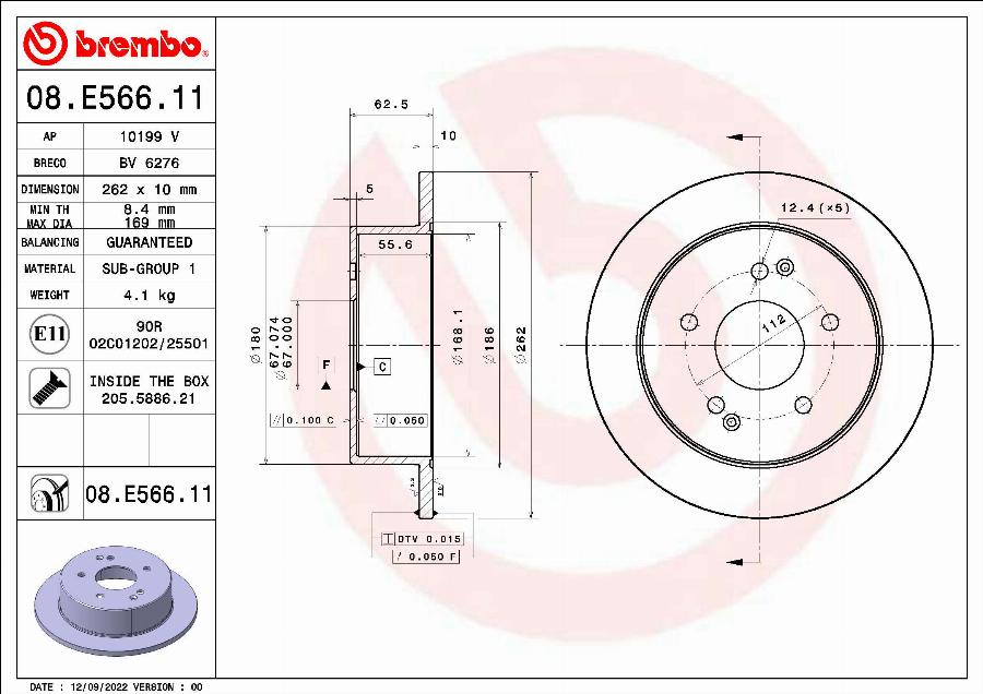 Brembo 08.E566.11 - Brake Disc autospares.lv