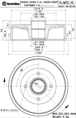 Brembo 14.A672.10 - Brake Drum autospares.lv