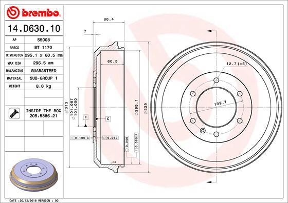 Brembo 14.D630.10 - Brake Drum autospares.lv