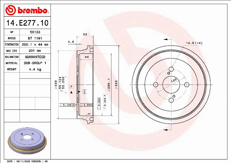 Brembo 14.E277.10 - Brake Drum autospares.lv