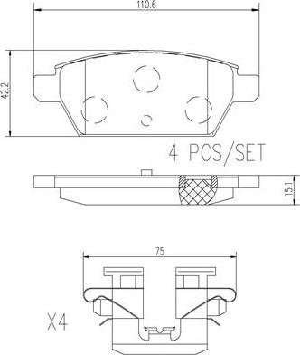 Brembo P49051N - Brake Pad Set, disc brake autospares.lv