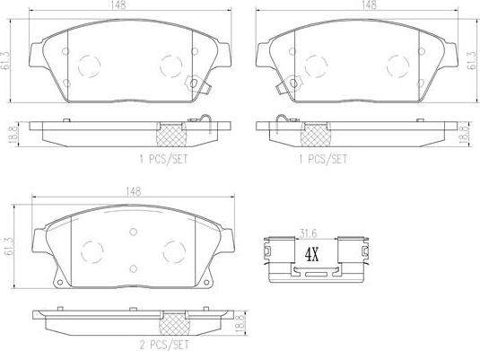 Brembo P59077N - Brake Pad Set, disc brake autospares.lv