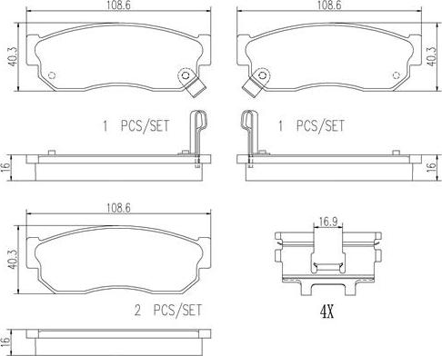 Brembo P56073N - Brake Pad Set, disc brake autospares.lv