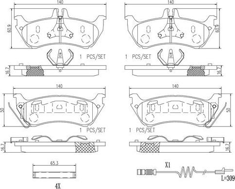 Brembo P50044N - Brake Pad Set, disc brake autospares.lv