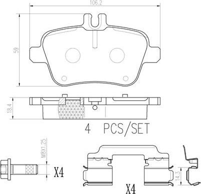 Brembo P50135N - Brake Pad Set, disc brake autospares.lv