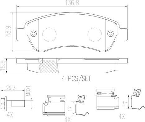 Brembo P61091N - Brake Pad Set, disc brake autospares.lv