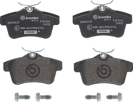 Brembo P 61 114X - Brake Pad Set, disc brake autospares.lv