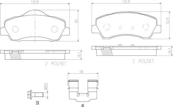 Brembo P61113N - Brake Pad Set, disc brake autospares.lv