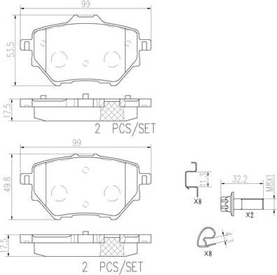 Brembo P61122N - Brake Pad Set, disc brake autospares.lv