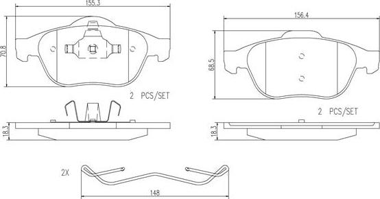 Brembo P68032N - Brake Pad Set, disc brake autospares.lv