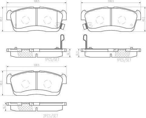 Brembo P16018N - Brake Pad Set, disc brake autospares.lv