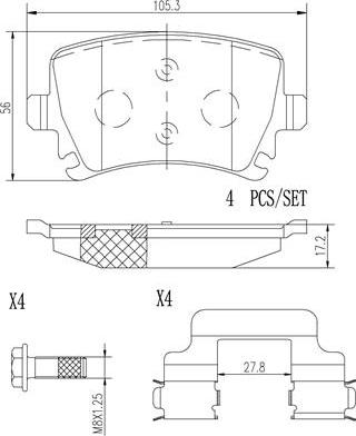 Brembo P85095N - Brake Pad Set, disc brake autospares.lv