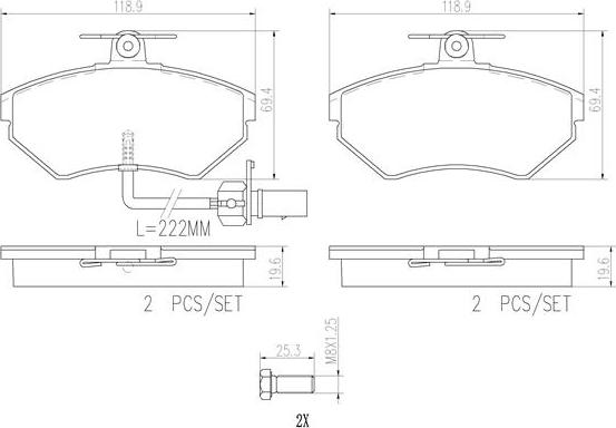 Brembo P85044N - Brake Pad Set, disc brake autospares.lv