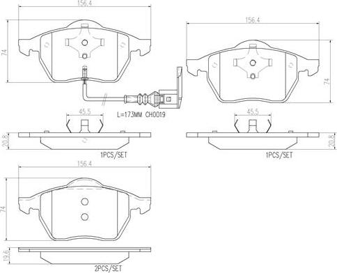 Brembo P85045N - Brake Pad Set, disc brake autospares.lv