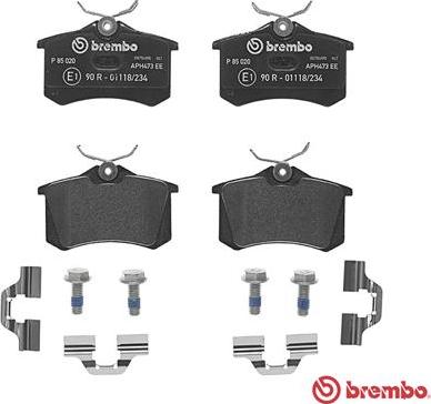 Brembo P 85 020 - Brake Pad Set, disc brake autospares.lv