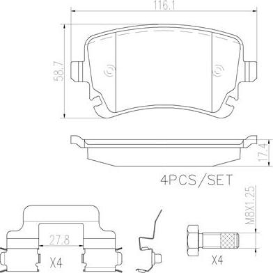 Brembo P85076N - Brake Pad Set, disc brake autospares.lv