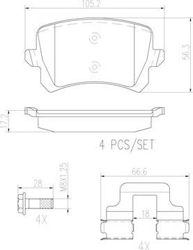 Brembo P85109N - Brake Pad Set, disc brake autospares.lv