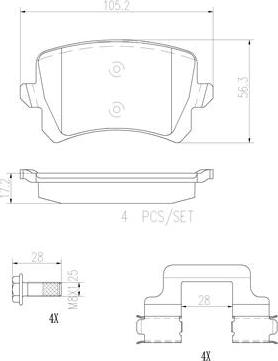 Brembo P85108N - Brake Pad Set, disc brake autospares.lv